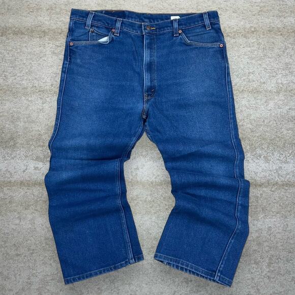 Vintage Orange Tab Levis 517 Jeans Bootcut Flared Fit Made in USA Dark Wash 90s - Picture 2 of 6